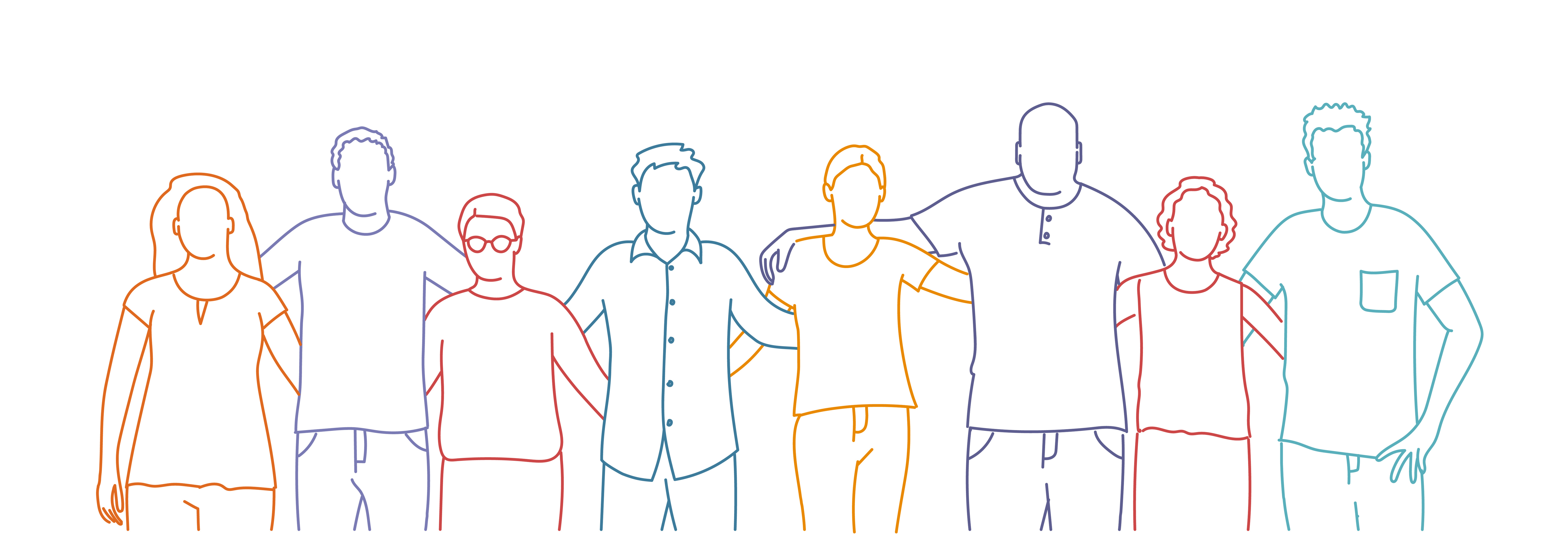 Line drawing of a group of people together