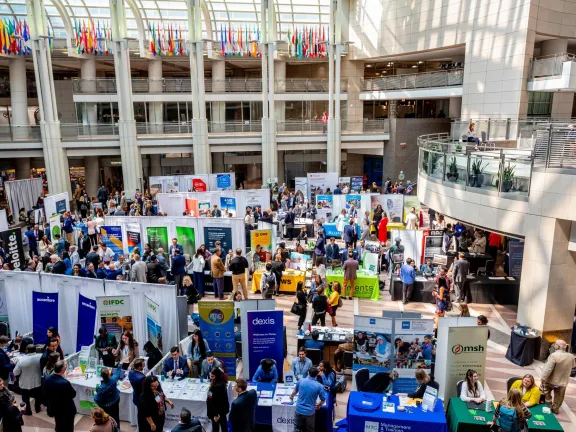 Side angle shot of Conference atrium with Exhibit Hall