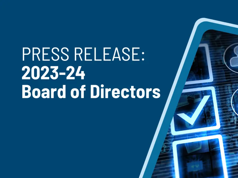 White text on navy background - PRESS RELEASE: 2023-24 Board of Directors