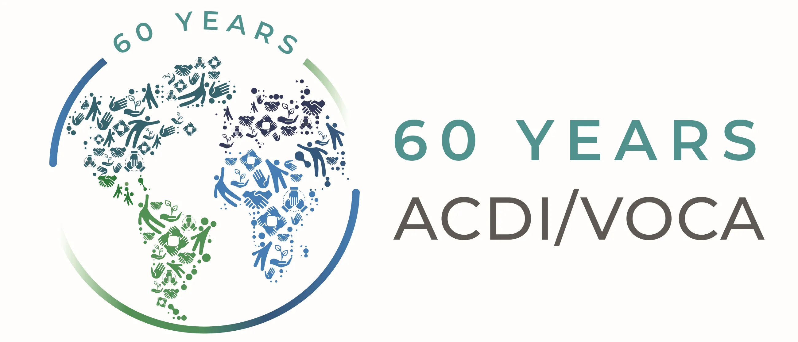 An image of a globe next to "60 Years of ACDI/VOCA"