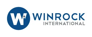 A white W with a blue circle surrounding it and to it's right the words "WINROCK" in blue and "INTERNATIONAL" in grey.